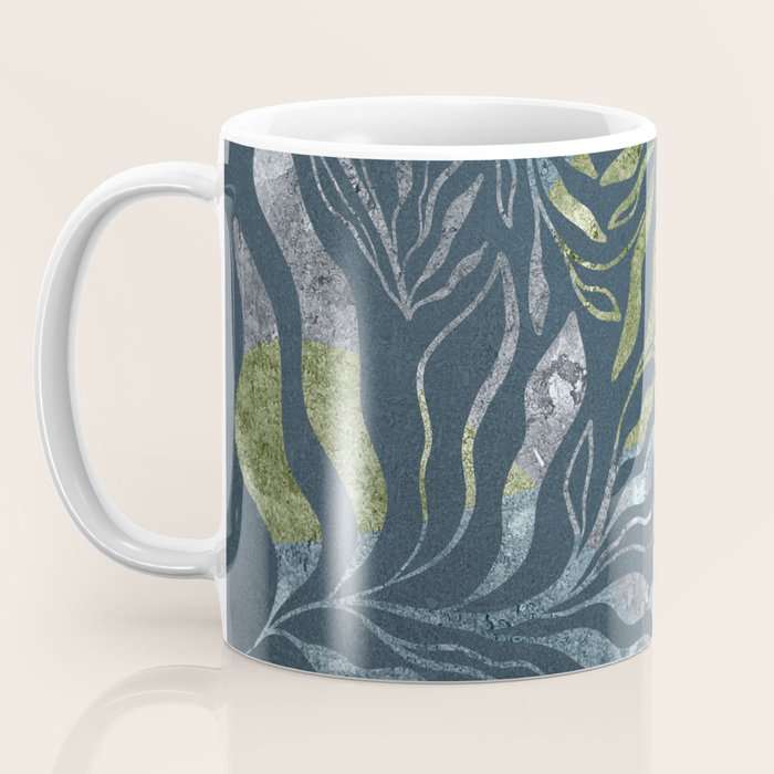 Endless Dark Leaf Illustration 1.1 Celestial Blue-Green Coffee Mug Gallery Image 3