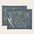 Endless Dark Leaf Illustration 1.1 Celestial Blue-Green Placemat Gallery Image 1