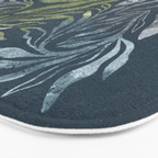 Endless Dark Leaf Illustration 1.1 Celestial Blue-Green Bath Mat Gallery Image 3