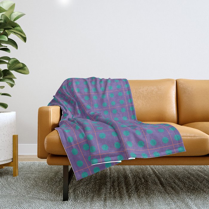 Retro Geometric Circle Grid Throw Blanket Gallery Image 1