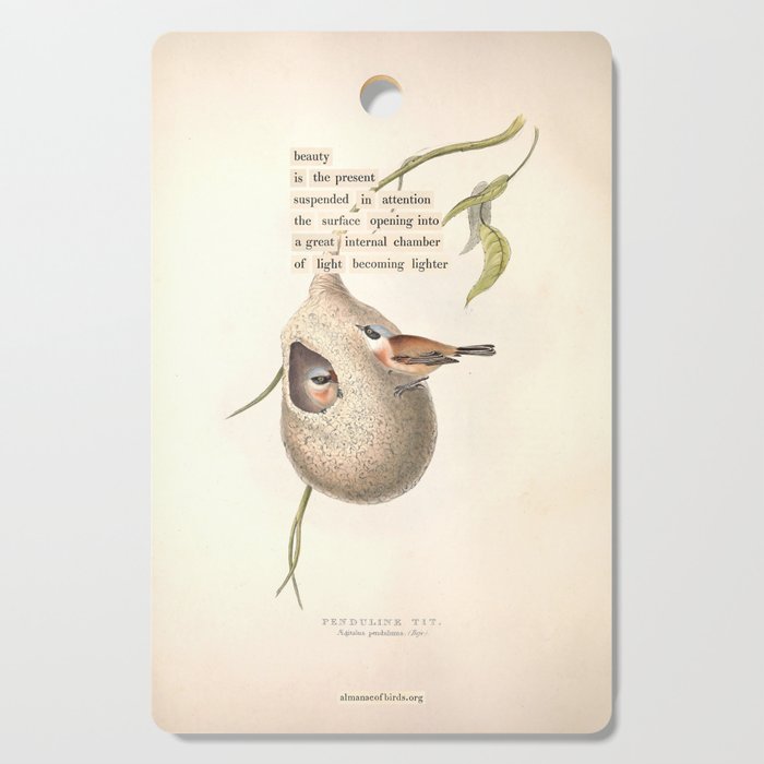 Bird Divinations: Penduline Tit (about: almanacofbirds.org) Cutting Board Gallery Image 1