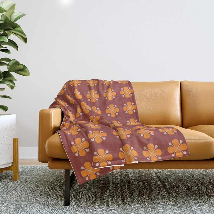 Retro Floral Burst Throw Blanket Gallery Image 1
