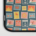 Vintage summer post stamp drawing pattern Laptop Sleeve Gallery Image 3