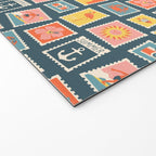 Vintage summer post stamp drawing pattern Welcome Mat Gallery Image 2