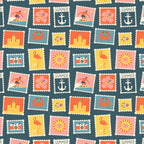 Vintage summer post stamp drawing pattern Coffee Mug Gallery Image 2