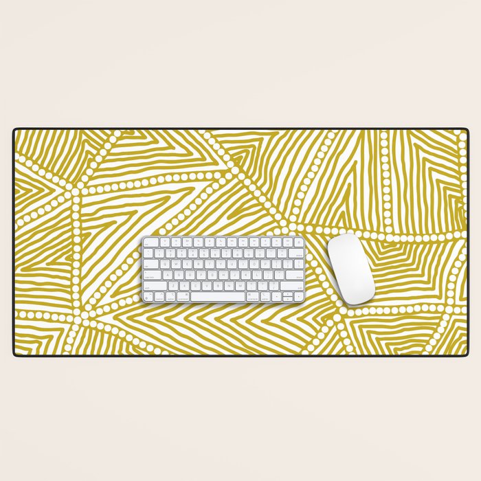 Authentic Aboriginal Art - The Fields (Mustard2) Desk Mat Gallery Image 1