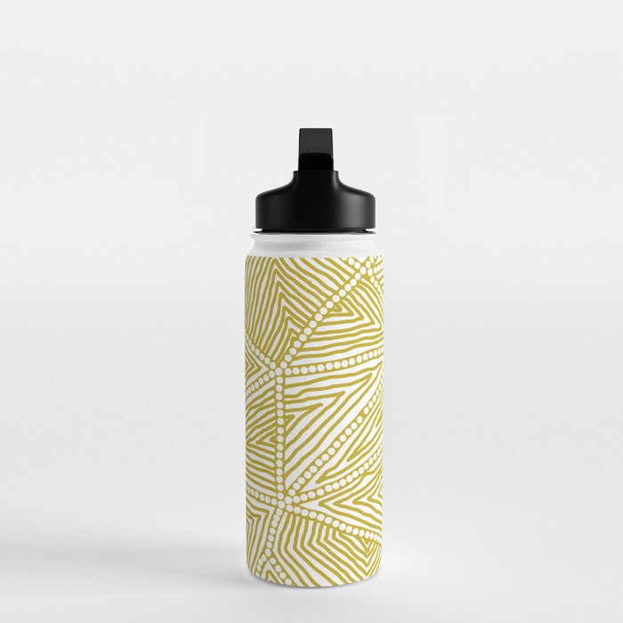 Authentic Aboriginal Art - The Fields (Mustard2) Water Bottle Gallery Image 3