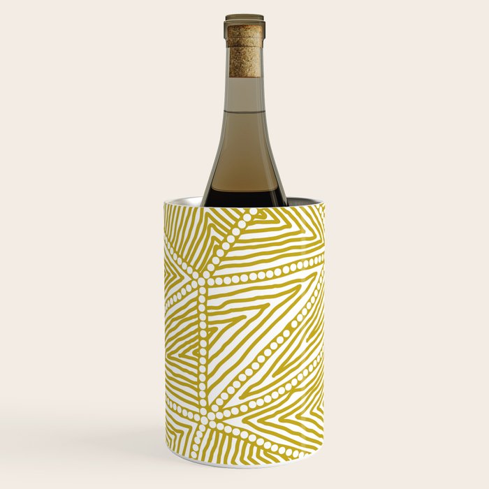 Authentic Aboriginal Art - The Fields (Mustard2) Wine Chiller Gallery Image 2