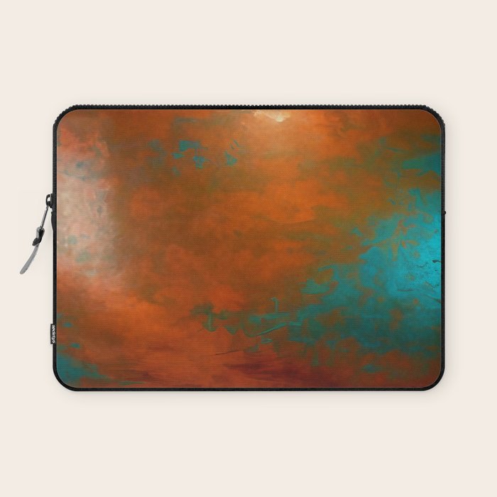 Aesthetic Copper and Aqua Blue Rust Laptop Sleeve Gallery Image 1
