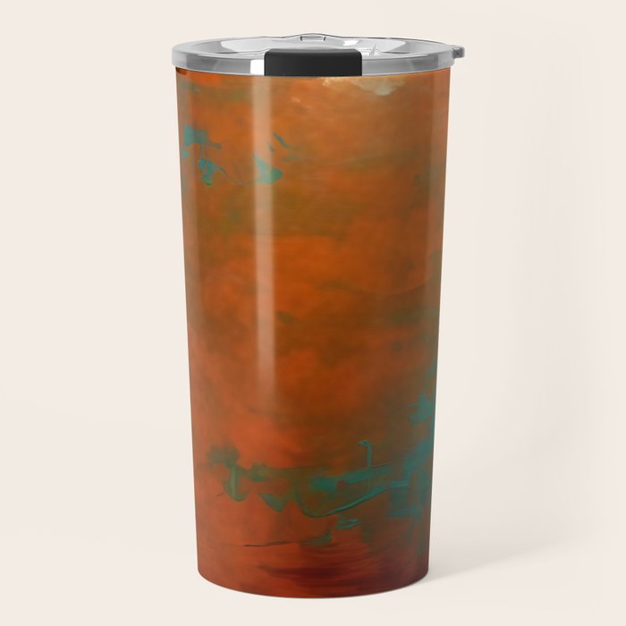 Aesthetic Copper and Aqua Blue Rust Travel Mug Gallery Image 1