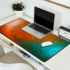 Aesthetic Copper and Aqua Blue Rust Desk Mat Gallery Image 2