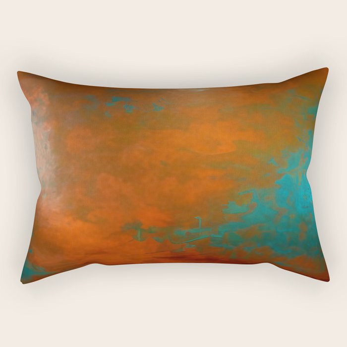 Aesthetic Copper and Aqua Blue Rust Rectangular Pillow Gallery Image 2