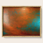 Aesthetic Copper and Aqua Blue Rust Serving Tray Gallery Image 1