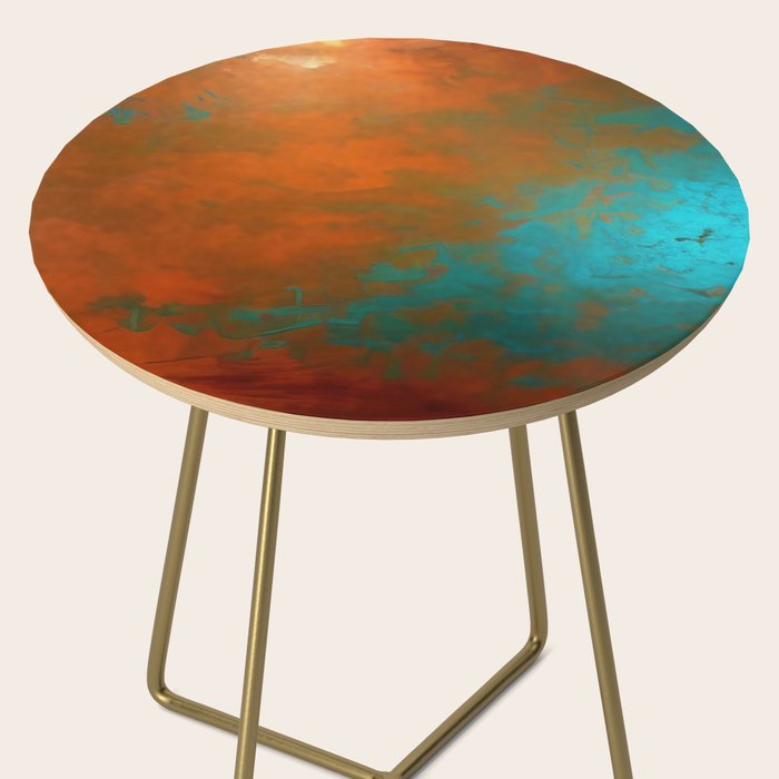 Aesthetic Copper and Aqua Blue Rust Side Table Gallery Image 2
