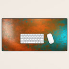 Aesthetic Copper and Aqua Blue Rust Desk Mat Gallery Image 1