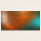 Aesthetic Copper and Aqua Blue Rust Desk Mat Gallery Image 3