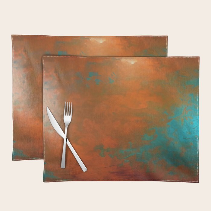 Aesthetic Copper and Aqua Blue Rust Placemat Gallery Image 1