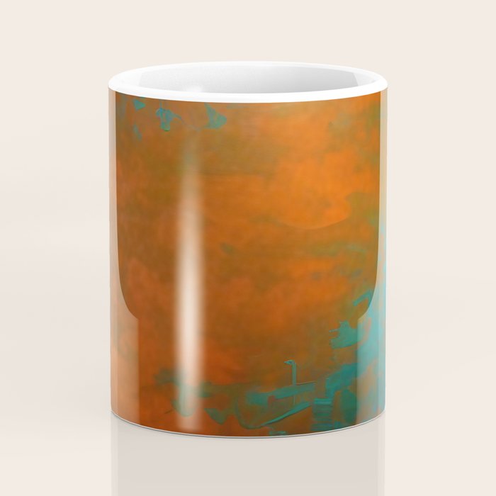 Aesthetic Copper and Aqua Blue Rust Coffee Mug Gallery Image 4