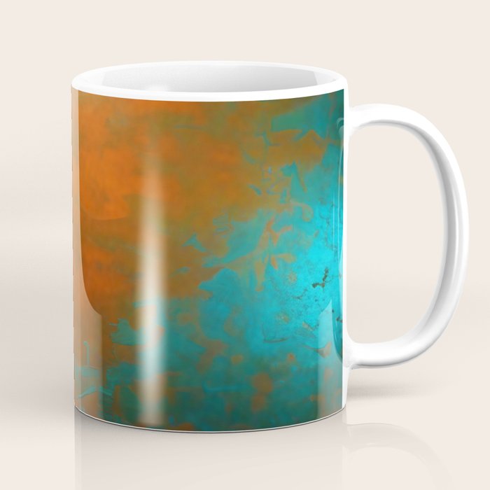 Aesthetic Copper and Aqua Blue Rust Coffee Mug Gallery Image 1