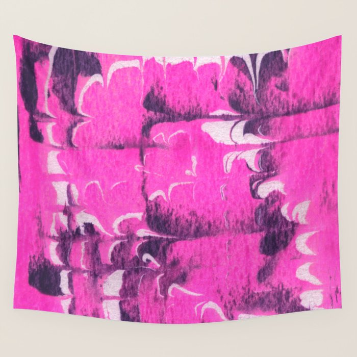 marble tie dye: bright pink Wall Tapestry Gallery Image 1