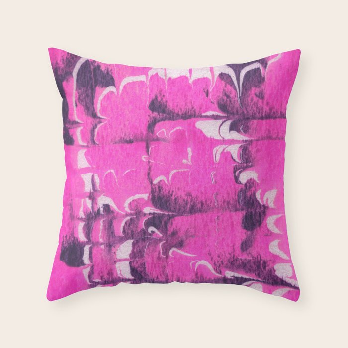 marble tie dye: bright pink Throw Pillow Gallery Image 6