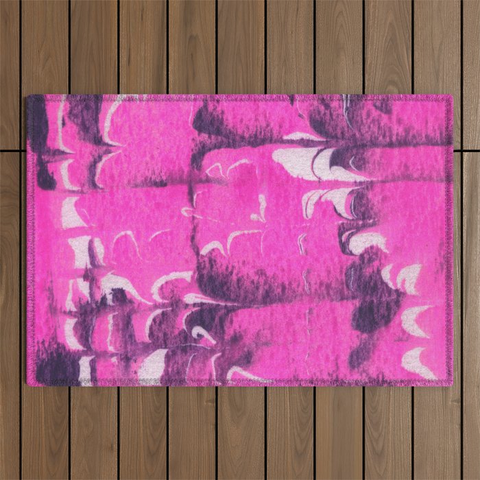 marble tie dye: bright pink Outdoor Rug Gallery Image 1