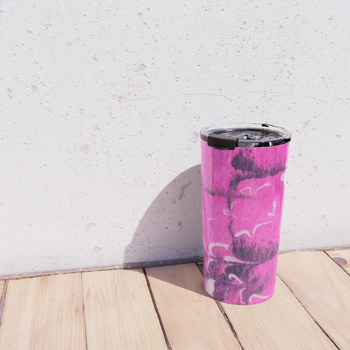 marble tie dye: bright pink Travel Mug Gallery Image 4