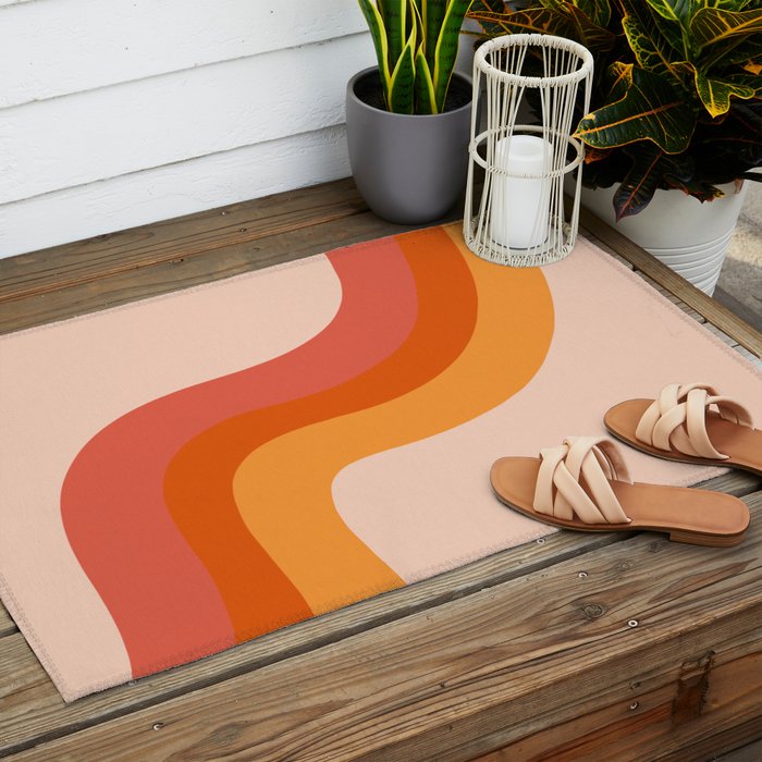 Retro Stripes Outdoor Rug Gallery Image 2