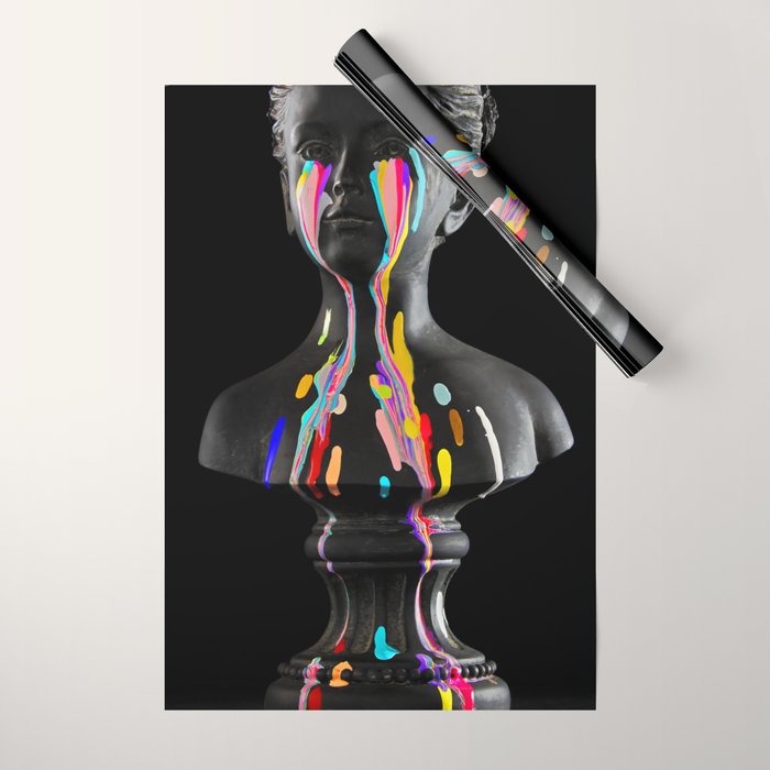 The Girl With Stars In Her Eyes (On Black) Wrapping Paper Gallery Image 1