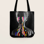 The Girl With Stars In Her Eyes (On Black) Tote Bag Gallery Image 1