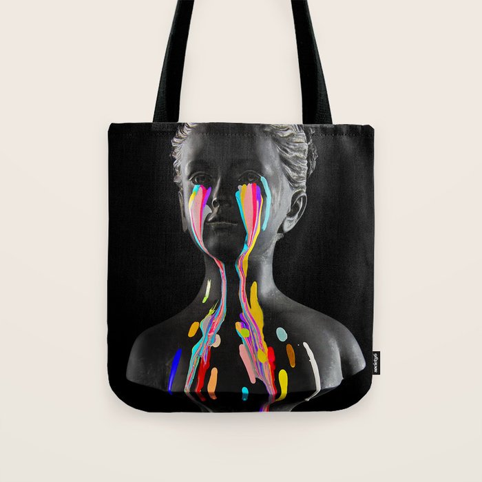 The Girl With Stars In Her Eyes (On Black) Tote Bag Gallery Image 1
