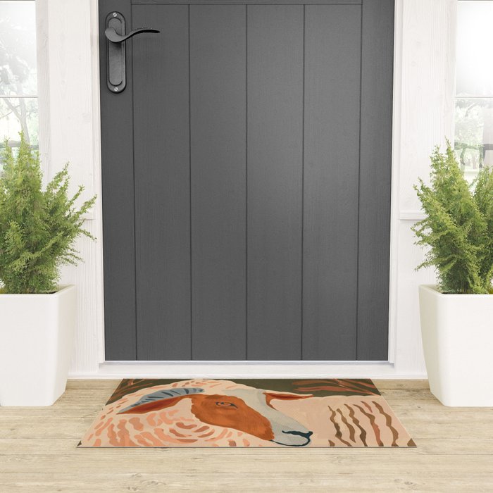 Abstract Rustic Ram 3 Welcome Mat Gallery Image 3