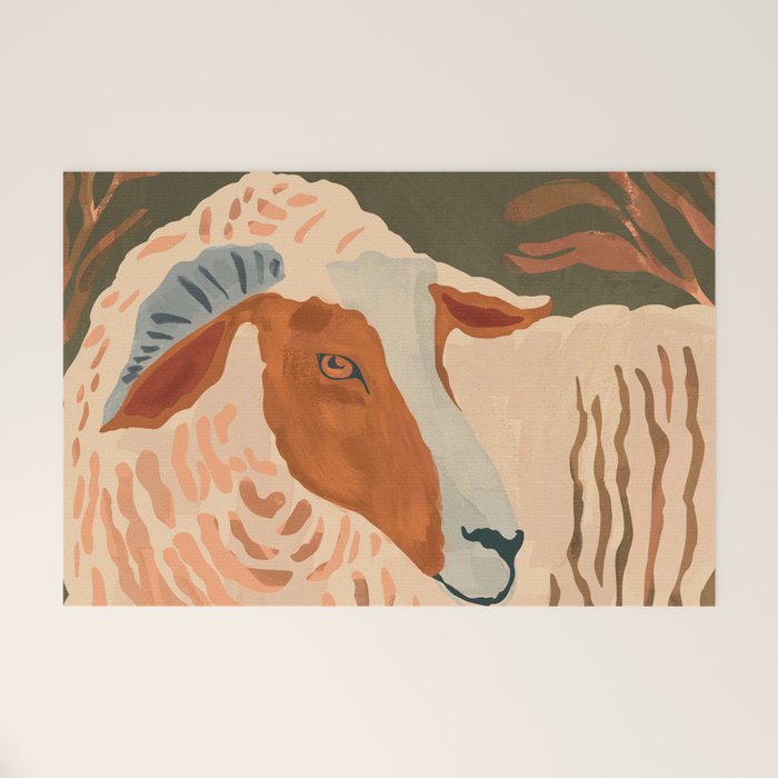 Abstract Rustic Ram 3 Welcome Mat Gallery Image 1
