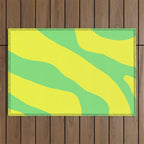 Vivid Abstract Organic Forms Neon Yellow and Green Outdoor Rug Gallery Image 1