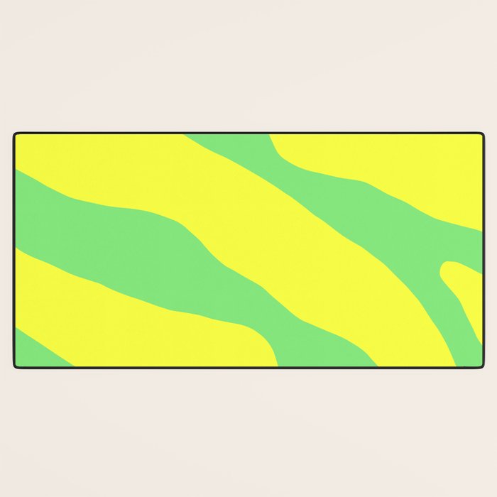 Vivid Abstract Organic Forms Neon Yellow and Green Desk Mat Gallery Image 3