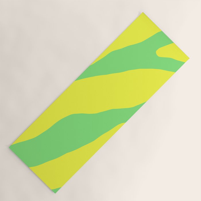 Vivid Abstract Organic Forms Neon Yellow and Green Yoga Mat Gallery Image 1