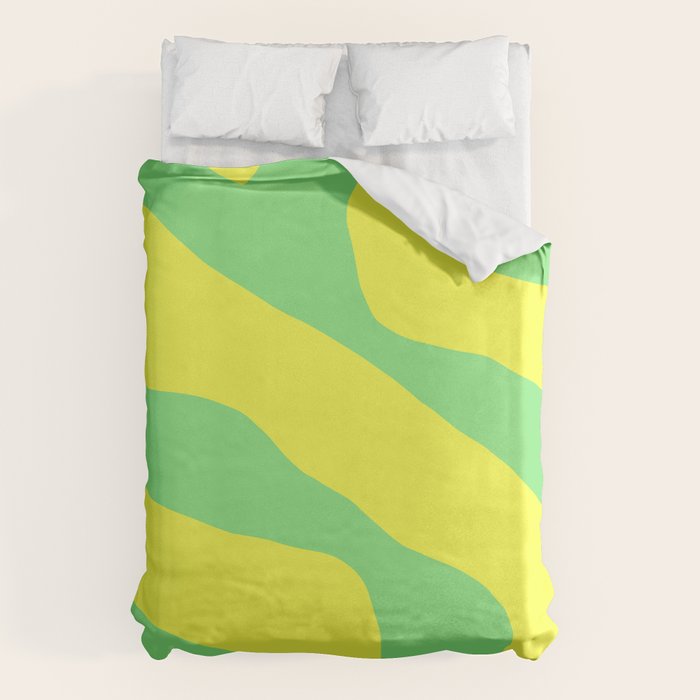 Vivid Abstract Organic Forms Neon Yellow and Green Duvet Cover Gallery Image 6