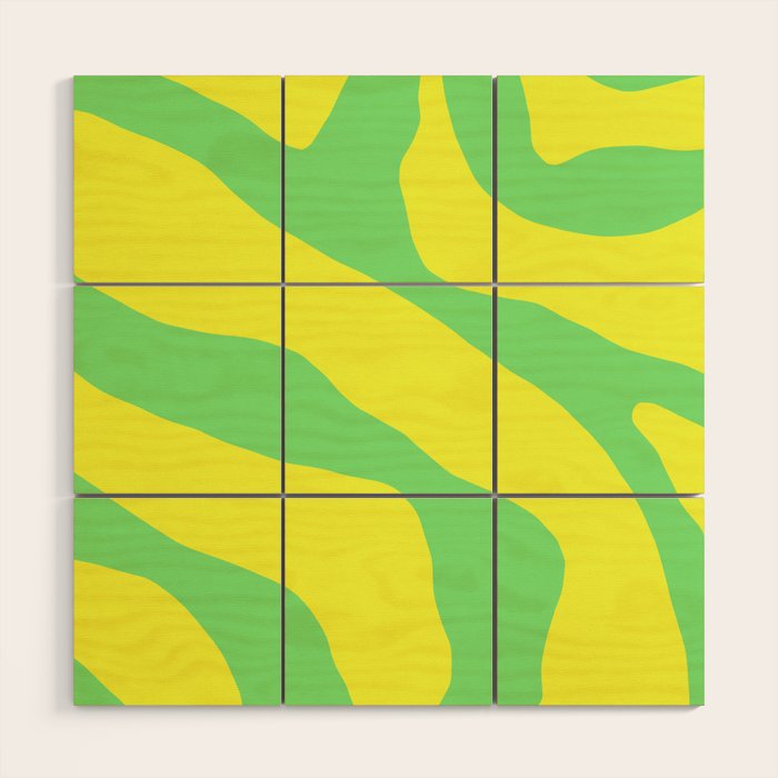 Vivid Abstract Organic Forms Neon Yellow and Green Wood Wall Art Gallery Image 1