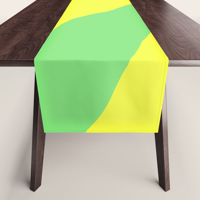 Vivid Abstract Organic Forms Neon Yellow and Green Table Runner Gallery Image 1