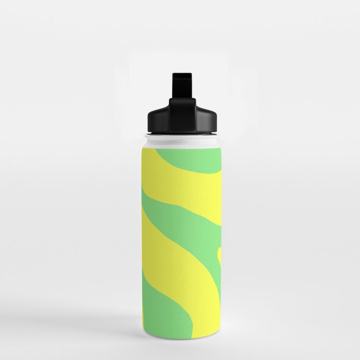 Vivid Abstract Organic Forms Neon Yellow and Green Water Bottle Gallery Image 2