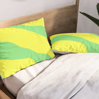 Vivid Abstract Organic Forms Neon Yellow and Green Pillow Sham Gallery Image 2