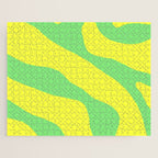 Vivid Abstract Organic Forms Neon Yellow and Green Jigsaw Puzzle Gallery Image 1
