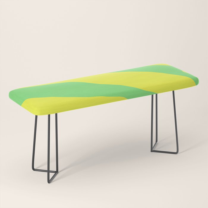 Vivid Abstract Organic Forms Neon Yellow and Green Bench Gallery Image 1