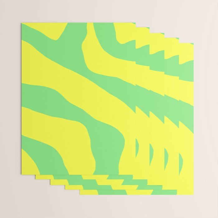 Vivid Abstract Organic Forms Neon Yellow and Green Wrapping Paper Gallery Image 3