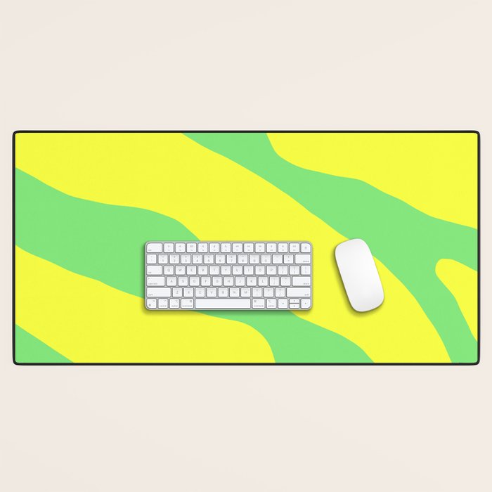Vivid Abstract Organic Forms Neon Yellow and Green Desk Mat Gallery Image 1