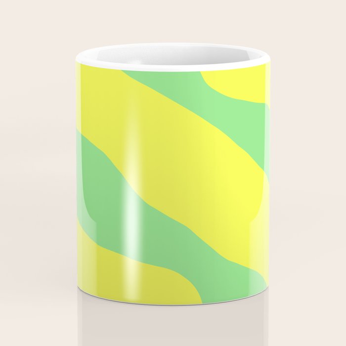 Vivid Abstract Organic Forms Neon Yellow and Green Coffee Mug Gallery Image 4