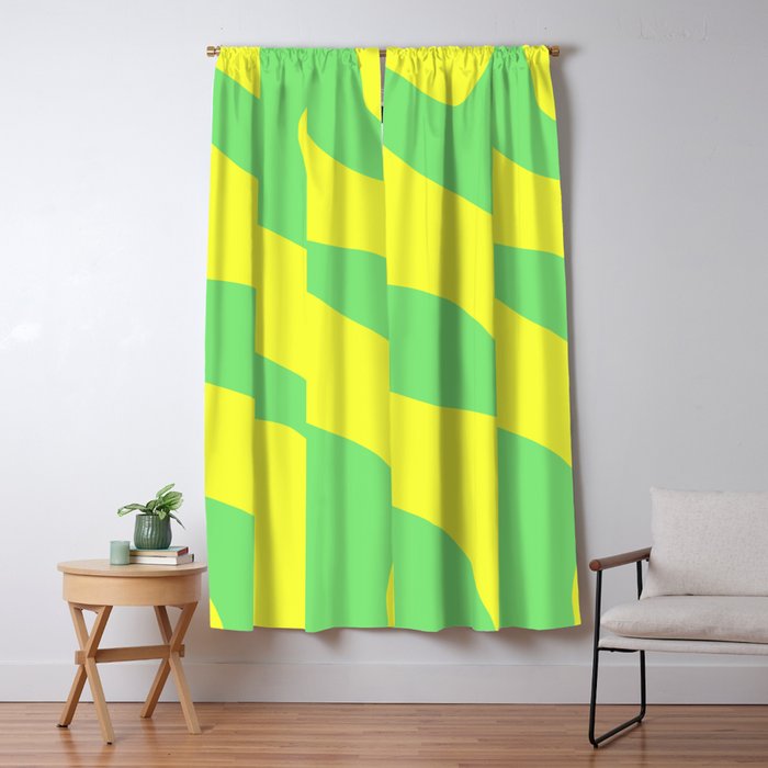 Vivid Abstract Organic Forms Neon Yellow and Green Window Curtain Gallery Image 5