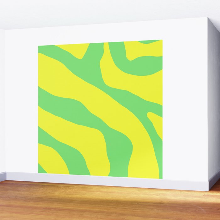 Vivid Abstract Organic Forms Neon Yellow and Green Wall Mural Gallery Image 2