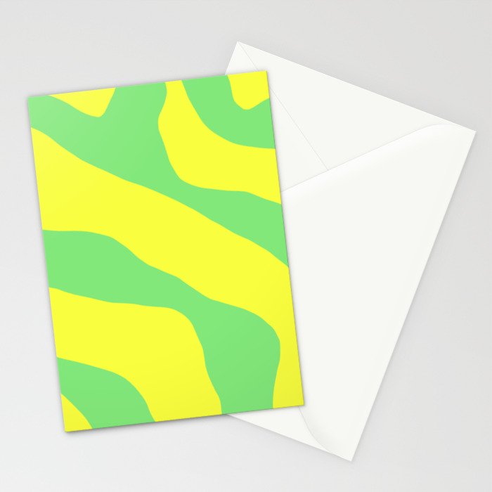 Vivid Abstract Organic Forms Neon Yellow and Green Stationery Card Gallery Image 2