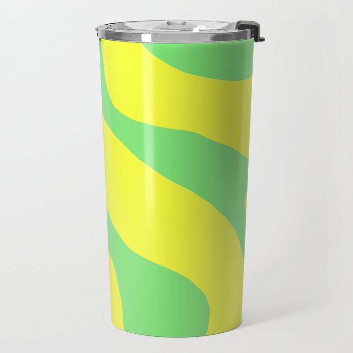 Vivid Abstract Organic Forms Neon Yellow and Green Travel Mug Gallery Image 2